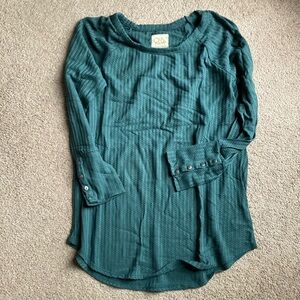 Chic Teal Long Sleeve Women's Top